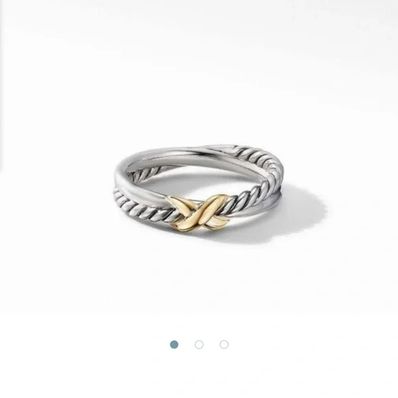 David yurman crossover ring Elegant Silver and Gold Women's Ring - Picture 1 of 7